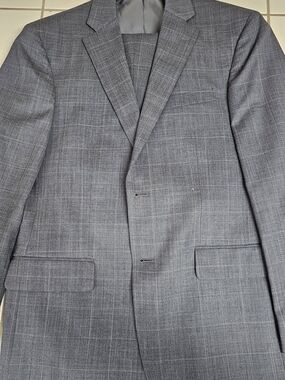 Wool Gray Windowpane Suite W/ Pants